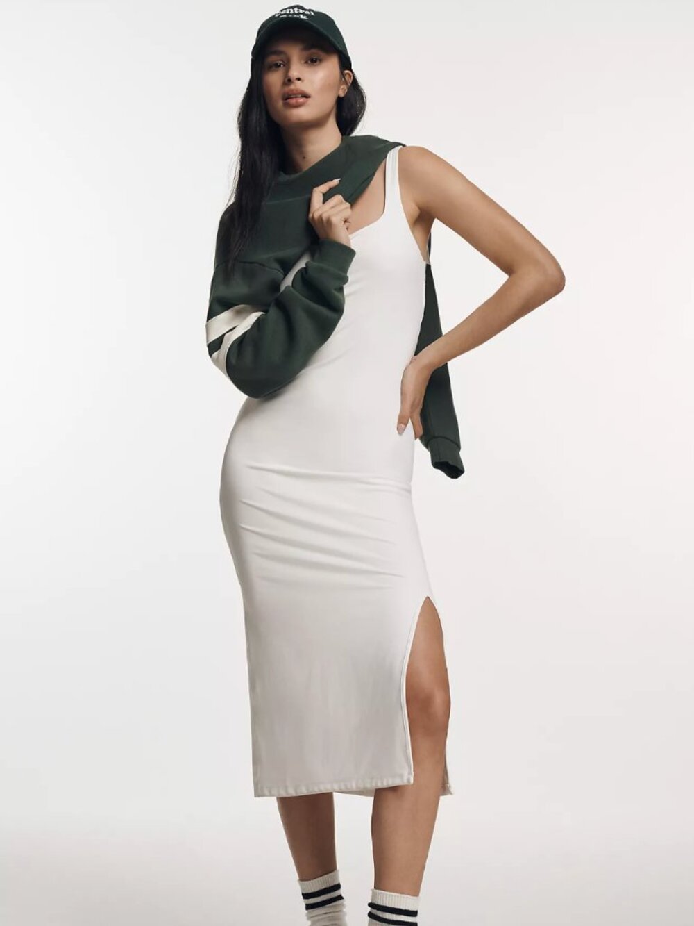 Daily Practice Sleeveless Scoop-Neck Slim Midi Dress